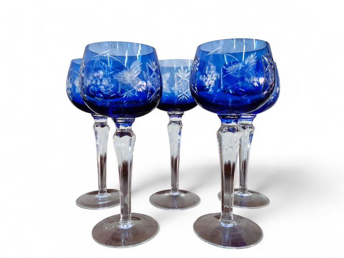 Vintage Dorotheenhutte Crystal Cobalt Blue Glasses