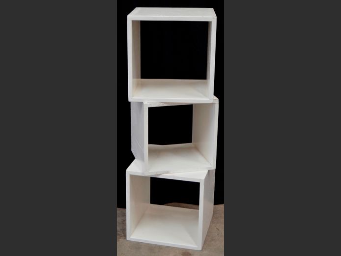 SET OF 3 WHITE WALL MOUNT CUBE SHELVES, 40 x 40 x 40cm & 37 x 35 x 37cm