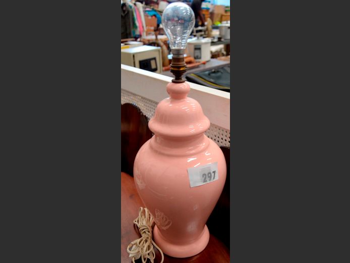 PINK CERAMIC TABLE LAMP [No shade], 46cm High