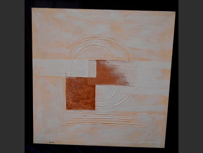UNFRAMED ABSTRACT OIL ON BOARD, 130 x 130cm