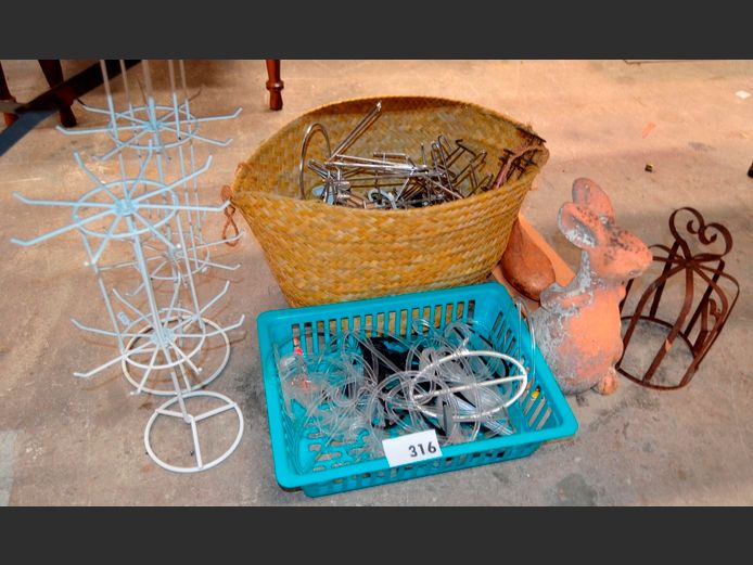 WOVEN BASKET, SHELF HOOKS, DISPLAY STANDS, etc