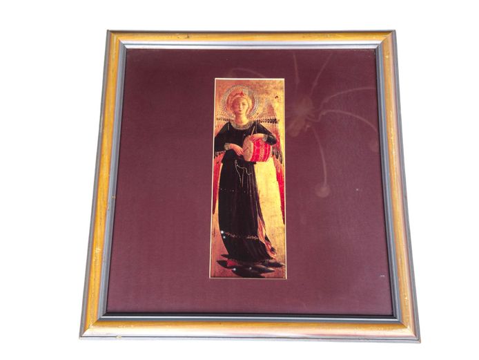 Framed Print After Fra Angelico’s Musician Angel with Tambourine