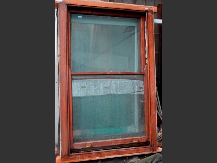 LARGE MERANTI SASH WINDOW, 175 x 110cm