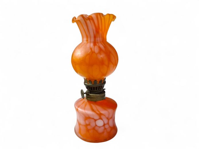 Mid-Century "Marble" Glass Oil Lamp
