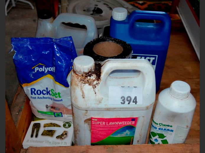 MINERAL TURPS, POLYFILLA, GREASE DISSOLVER, etc [Condition of contents unknown]