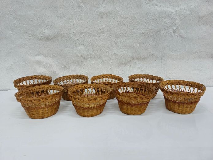 Set of 8 Vintage Woven Wicker Bread & Fruit Baskets