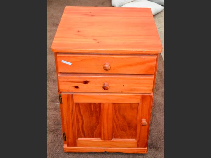 PINE 2-DRAWER, SINGLE DOOR PEDESTAL, 50 x 50 x 70cm