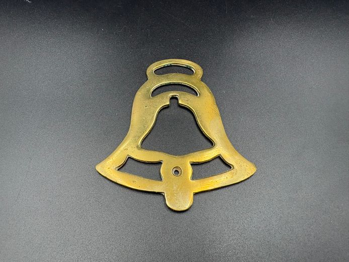 Vintage Brass Horse Harness Medallion – Cutout Church Bell Shape Design