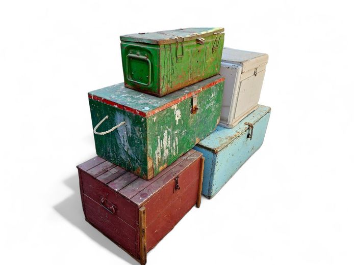 Assorted Vintage Solid Wood Storage Boxes