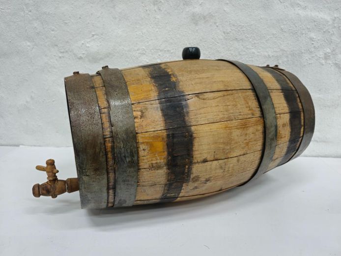 Vintage Harveys of Bristol Table Top Wooden Wine Barrel with Tap