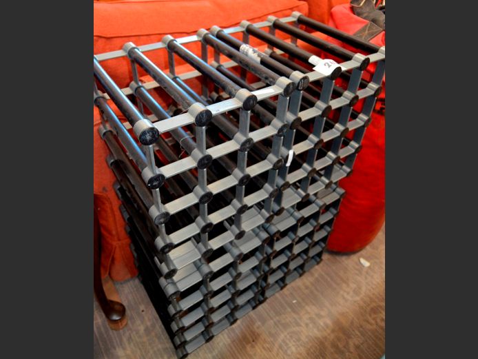 LOT OF 2: PLASTIC 27-BOTTLE WINE RACKS, 32 x 30 x 85cm