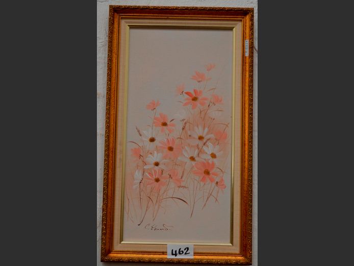 GILT FRAMED OIL ON BOARD "FLOWERS", 59 x 28.5cm
