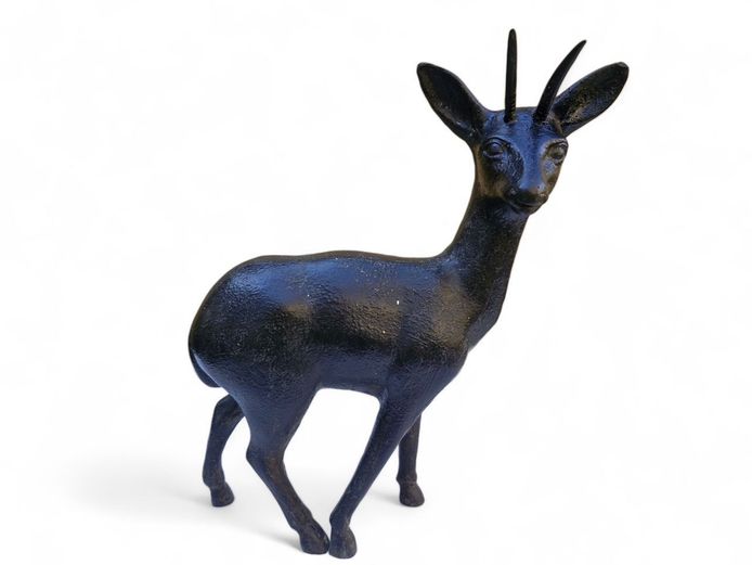 Vintage Deer Sculpture with Antlers