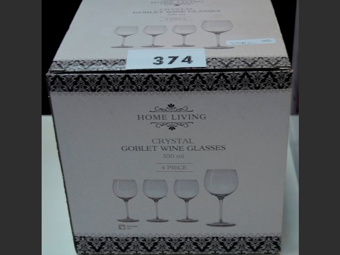 SET OF 4 HOME LIVING CRYSTAL WINE GLASSES