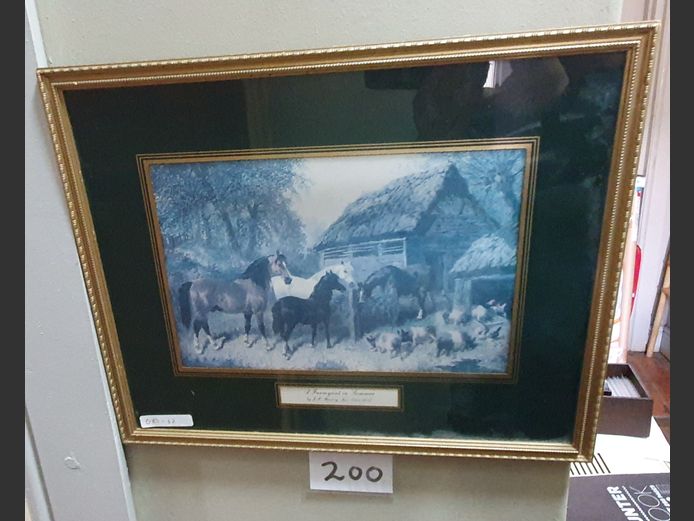 FRAMED PRINT "A FARMYARD IN SUMMER"