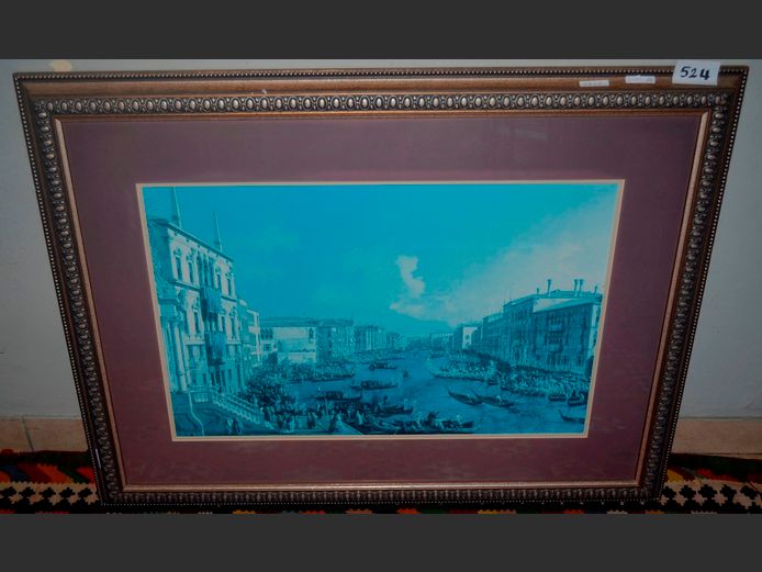 LARGE GILT FRAMED PRINT "VENICE", 78 x 50cm
