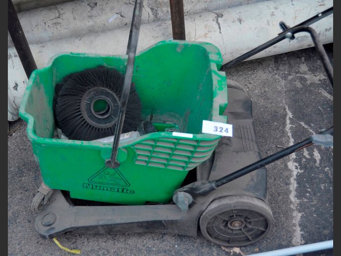 LOT: INCOMPLETE FLOOR SWEEPER & A JANITOR'S BUCKET