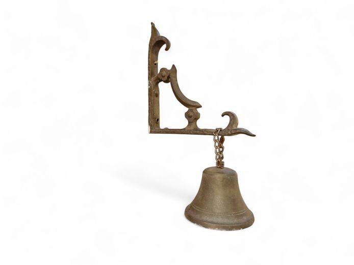 Vintage Solid Cast Brass Bracket & Bell