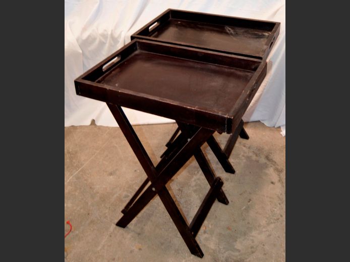 PAIR DARK STAINED PINE BUTLER'S TRAYS, 60 x 41 x 71cm