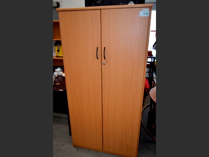 OAK FOIL 2-DOOR STATIONERY CABINET, 80 x 34 x 60cm