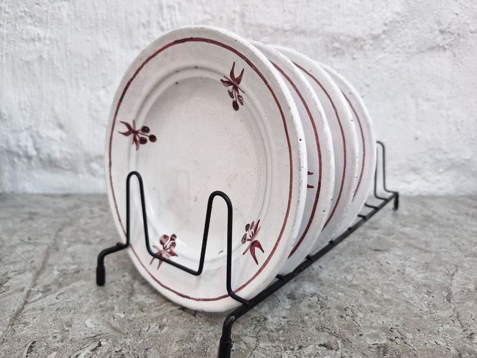 Vintage Country-Style Ceramic Plate Set – 4-Piece Small Plate Service