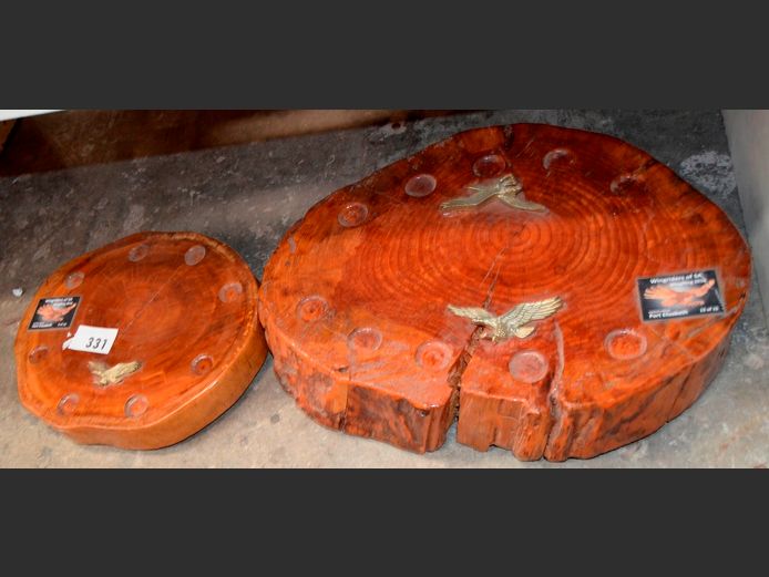 LOT OF 2 WOODEN LOGS: WINGRIDERS OF SA