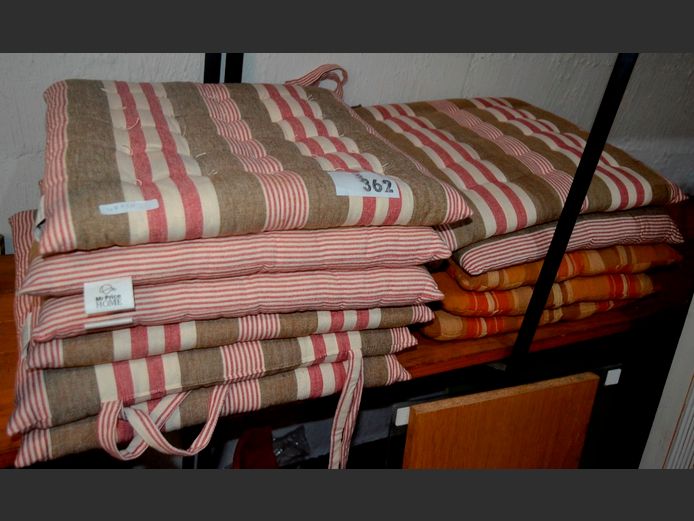 LOT OF 11: PATIO CHAIR CUSHIONS
