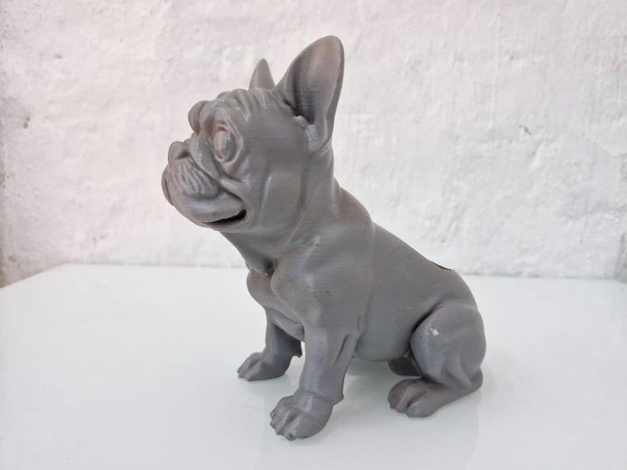 3D Printed Grey French Bulldog Figurine – Small Planter