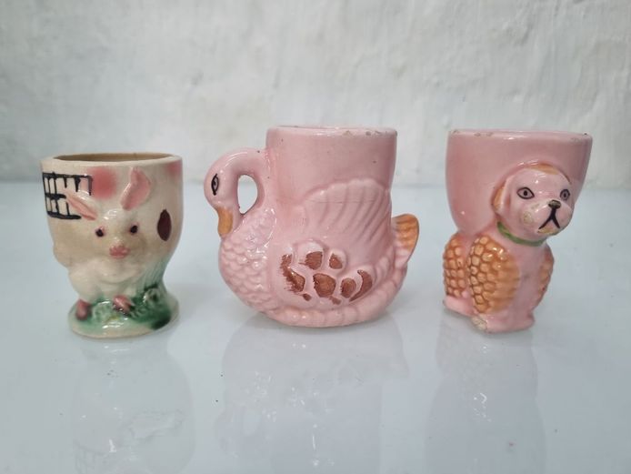 Trio of Vintage Figural Ceramic Egg Cups