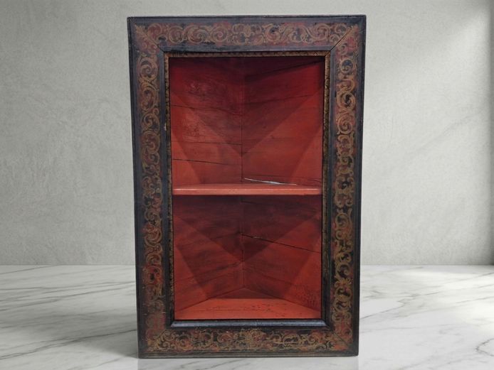 Antique Hand-Painted Venetian-Style Hanging Corner Cabinet