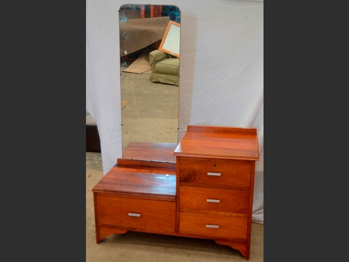KIAAT 4-DRAWER DRESSING TABLE WITH MIRROR, 100 x 49 x 151cm