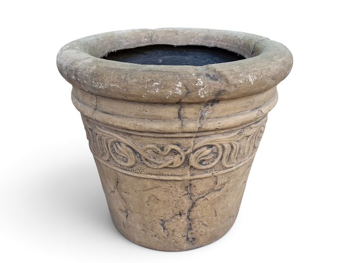 Classical Relief-Decorated Fiberclay Garden Urn Planter
