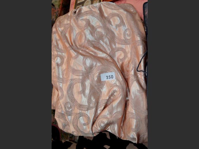 PAIR GOLD PATTERNED LINED CURTAINS