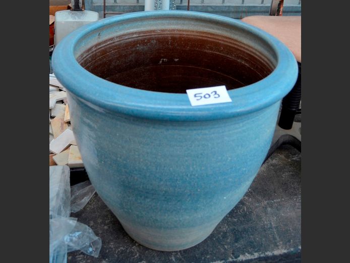 GREY CERAMIC PLANT POT, 55cm Diameter x 53cm High