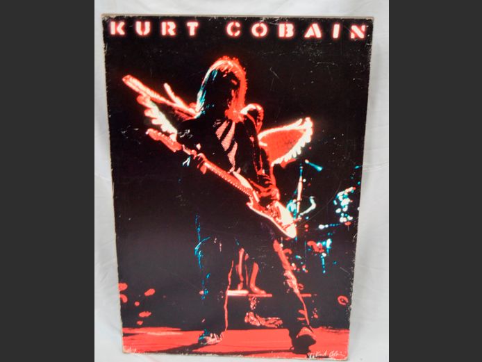BLOCK MOUNTED KURT COBAIN POSTER, 91 x 61cm [Edges chipped]