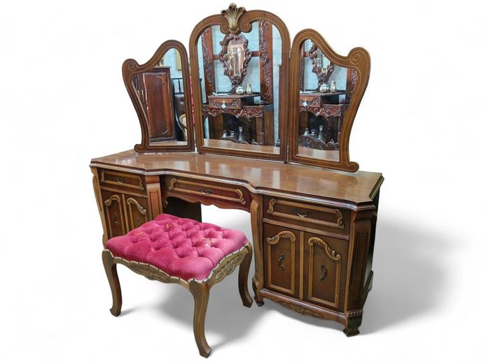 Vintage Style Dressing Table with Stool