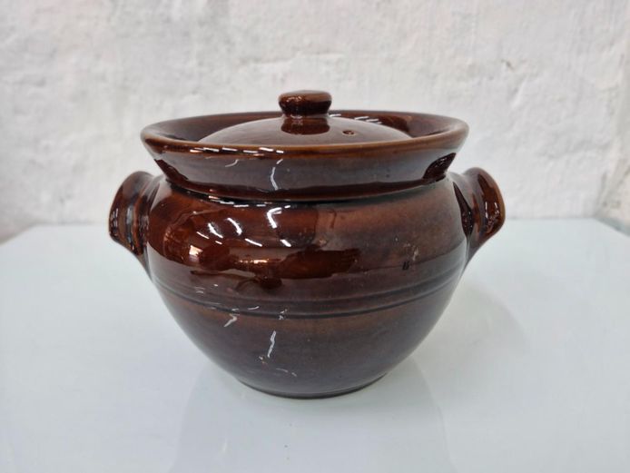 Brown Glazed Ceramic Mini Casserole Dish