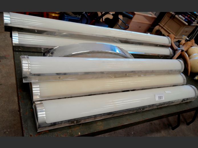 LOT: CHROME & WHITE PLASTIC CEILING LIGHTS