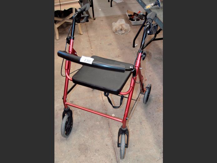 BURGUNDY & BLACK 4-WHEEL WALKING AID