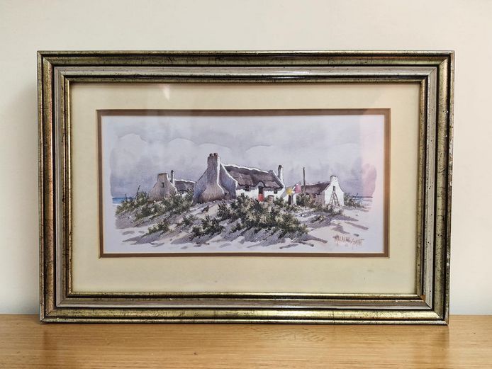 Malachi Smith "Arniston Fishermen's Cottages" Watercolor Painting