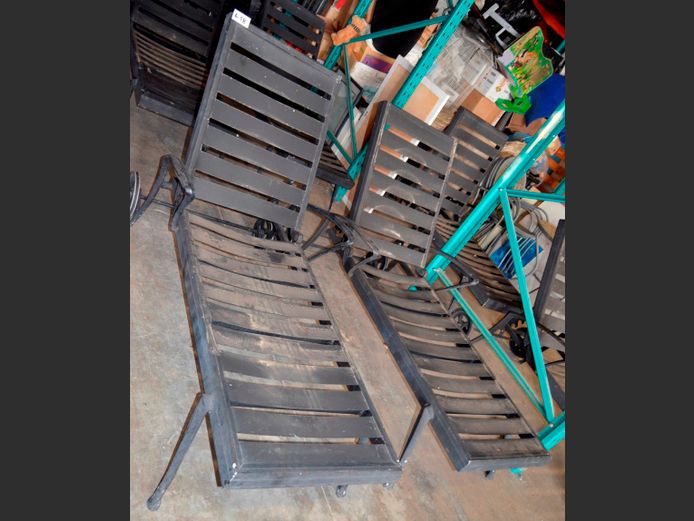PAIR CAST ALUMINIUM POOL LOUNGERS