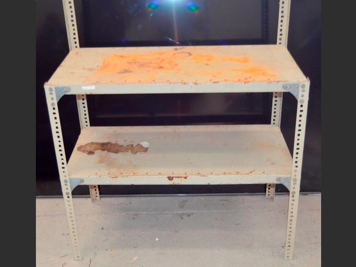 CREAM 2-TIER METAL SHELF, 93 x 47 x 80cm [Rusted]