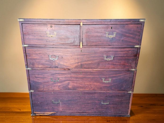 19th-Century Campaign Chest with Integrated Coin Slot