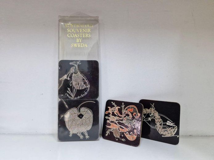 Set of 6 Sweda Designer Coasters – Australian Aboriginal Wildlife Art