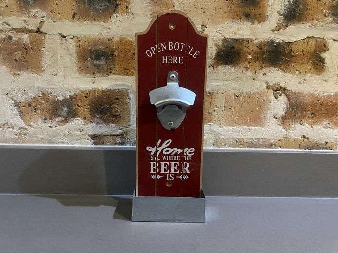 Rustic Wooden Bottle Opener & Cap Catcher