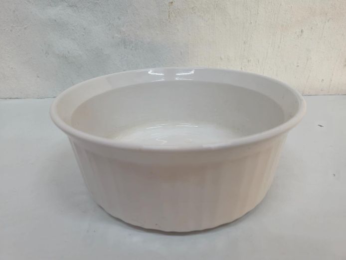 Vintage CorningWare White Fluted Ceramic Baking Dish
