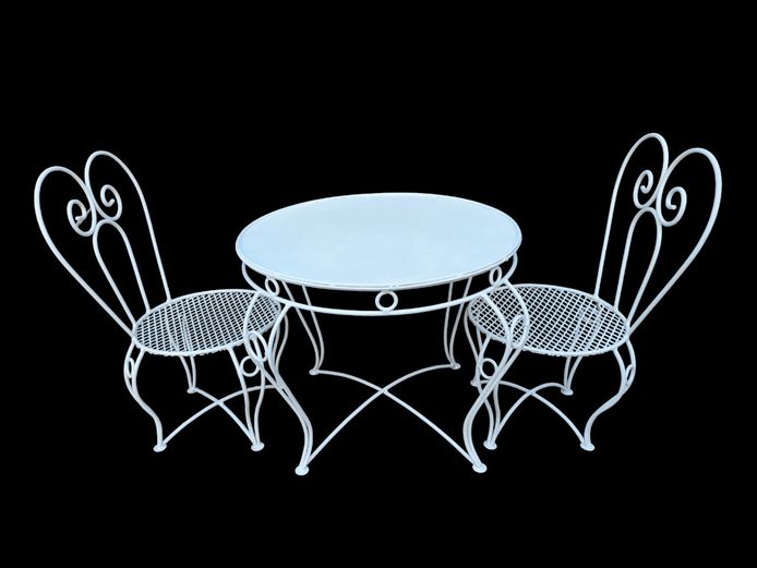 Vintage French Bistro Style Child-Size Wrought Iron Patio Set
