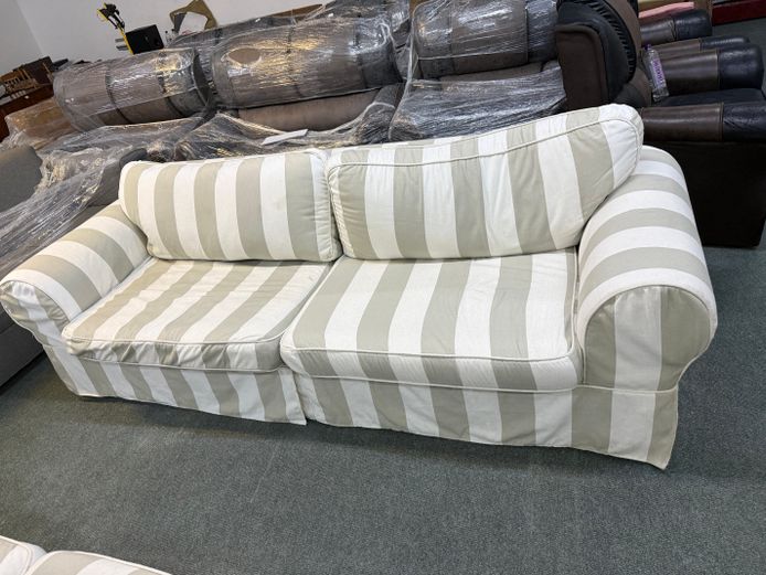 Set of Beige Striped Couches 
