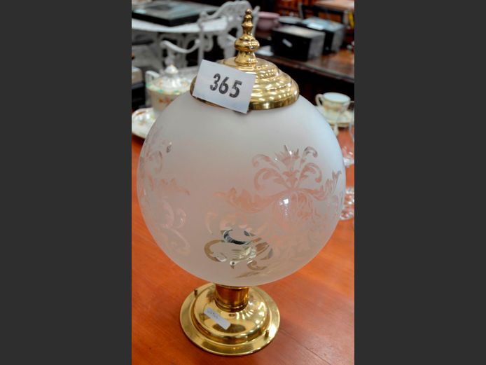 GLASS & BRASS PLATED LIGHT, 43cm High