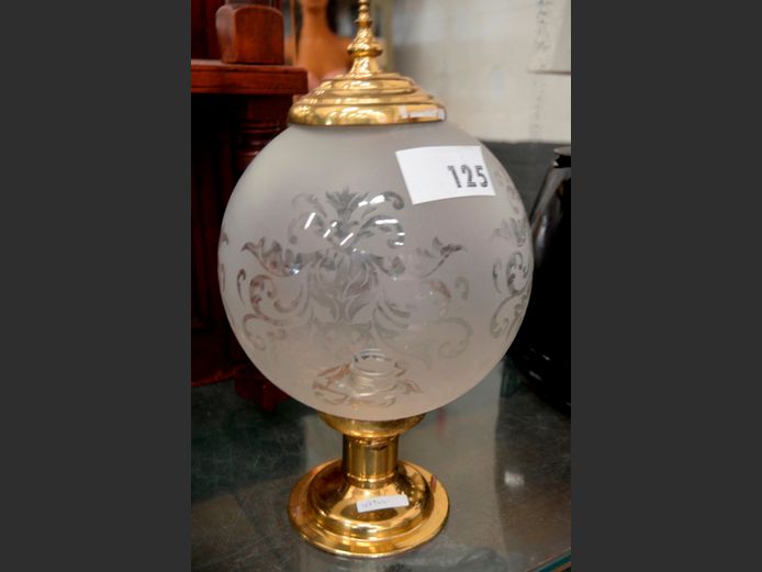 GLASS & BRASS PLATED LIGHT, 43cm High